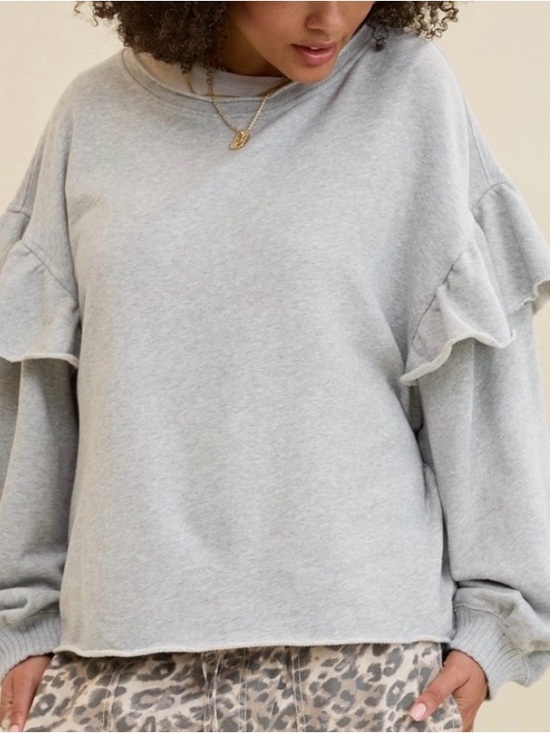 aerie Tops - New! NWT aerie Light Gray Ruffle Sleeve Sweatshirt